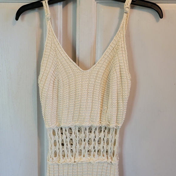 Revolve Line & Dot Cream Crochet Knit Sleeveless Midi Dress - Picture 4 of 11